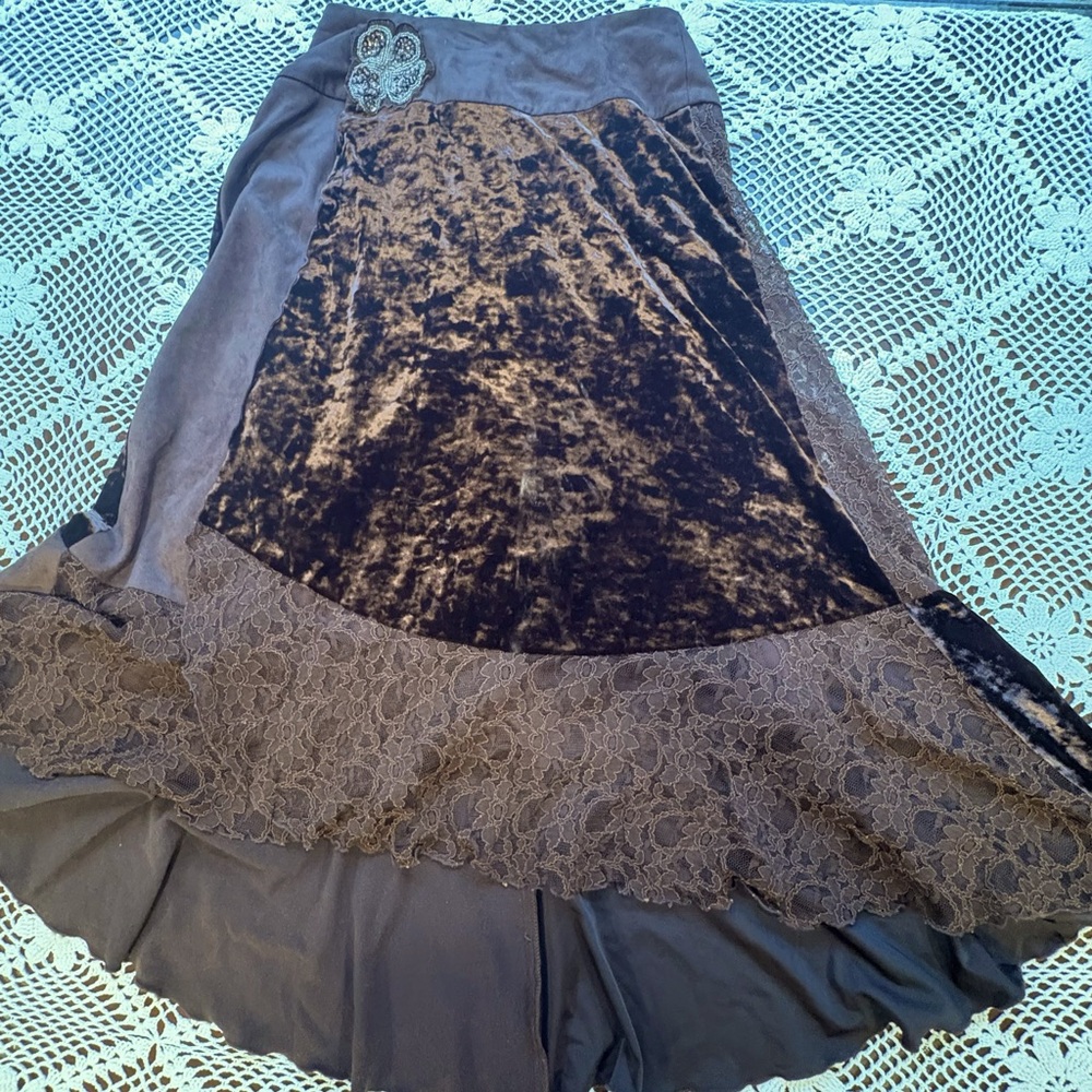 Vintage Brown Velvet Skirt Canada made